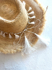 Iridescent Sea Hat Charm  in White Tassel