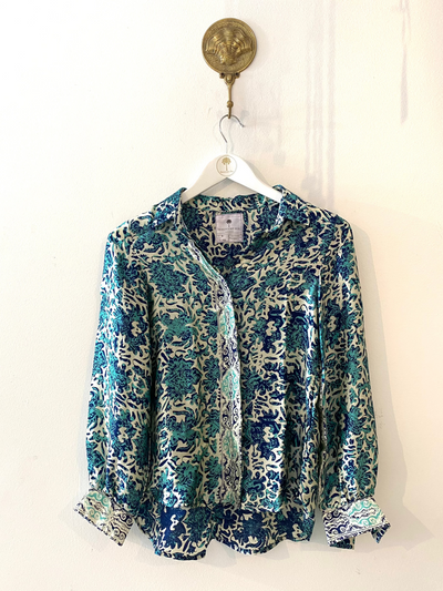 Marseille Silk Blouse in Aquamarine