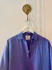 Oversized Beach Shirt  - mauve pink feather linen