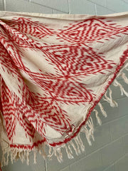Ikat Beach Towel Sarong Strawberry and Cream