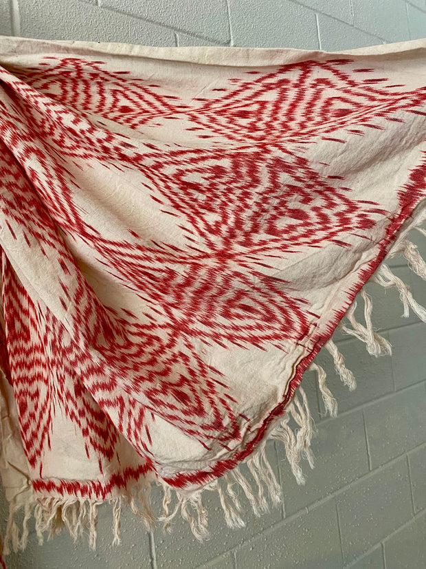 Ikat Beach Towel Sarong Strawberry and Cream