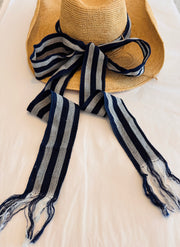 Ikat in blue stripe tie