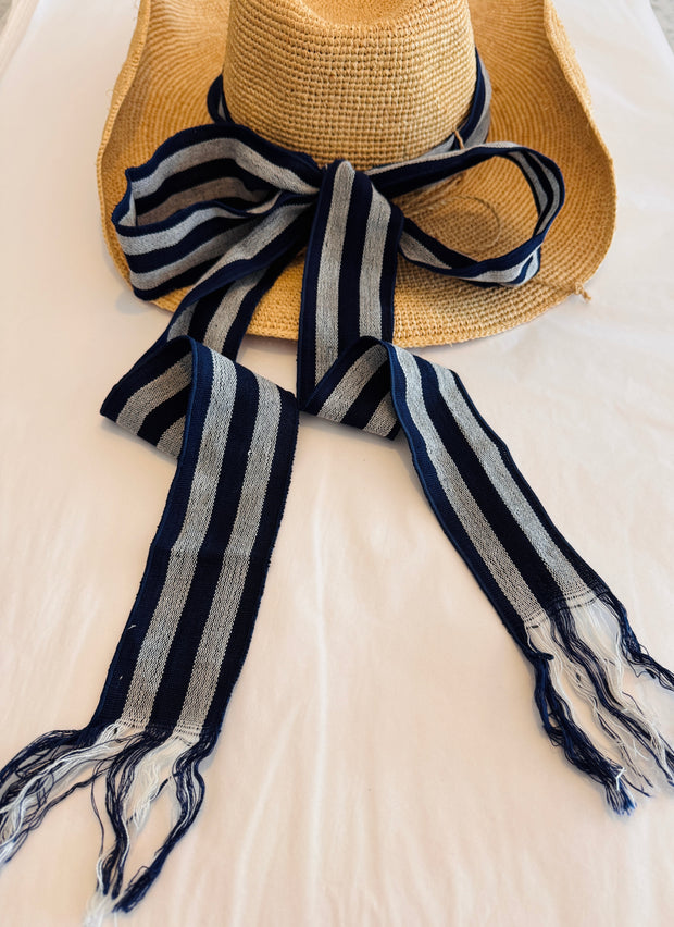 Ikat in blue stripe tie