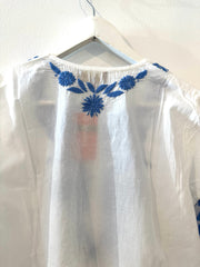 Cotton Tunic with Blue Embroidery