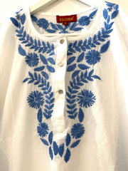Cotton Tunic with Blue Embroidery