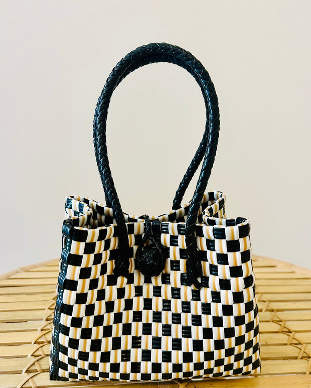 Mini Tote in Black and Gold iridescent sea Fremantle