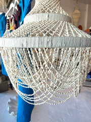 Shell Chandelier White twine and white shell tier