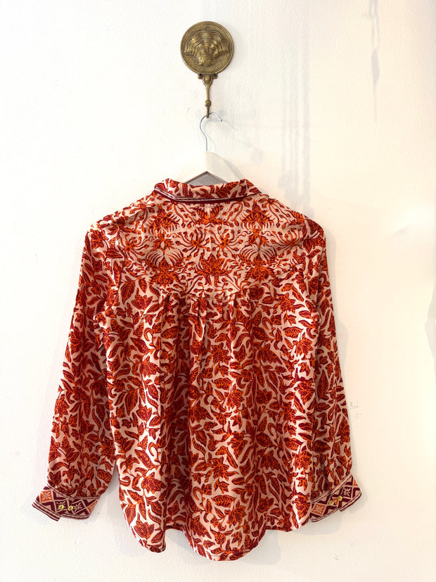 Marseille Silk Blouse in red