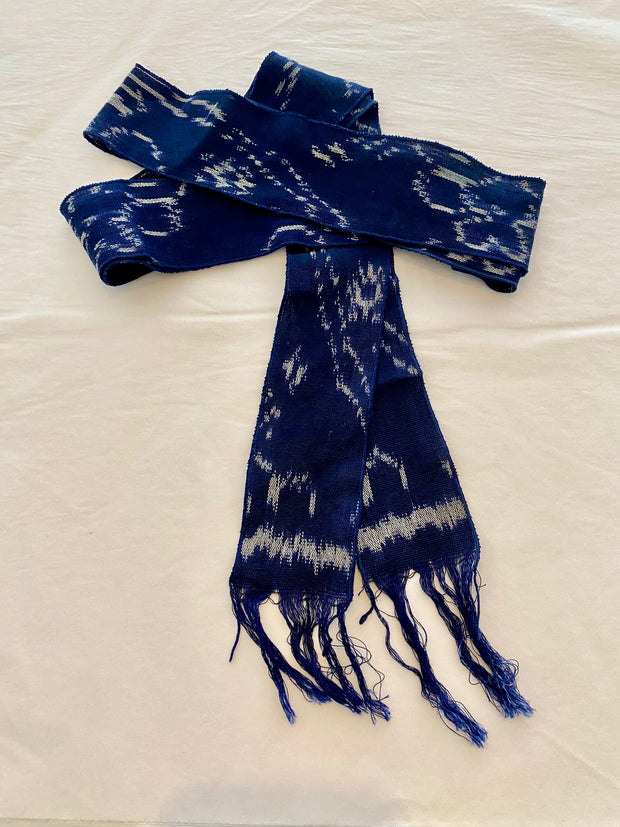 Ikat in dark blue tie