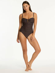 Sea Level Riptide U Bar Bandeau One Piece in Black