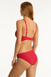 Sea Level Honeycomb Longline Bikini Top in Red