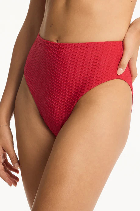 Sea Level Honeycomb Retro High Waist Pant in Red