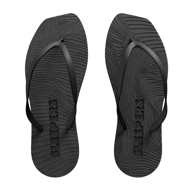 SLEEPERS Premium Grade Tapered Rubber Flip flops in Black