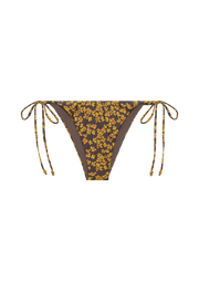 Woman wearing a floral bikini set on a plain background FELLA Marcus
 Bikini Bottom in Vintage Floral Iridescent Sea Fremantle