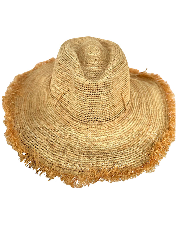 Iridescent Sea Fringed raffia Hat