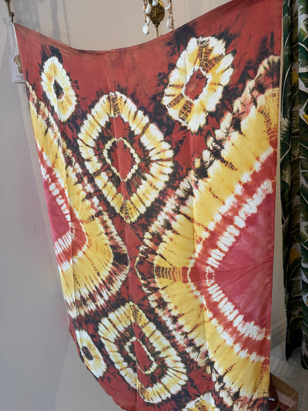 Tie Dye Silk Sarong in Sunset