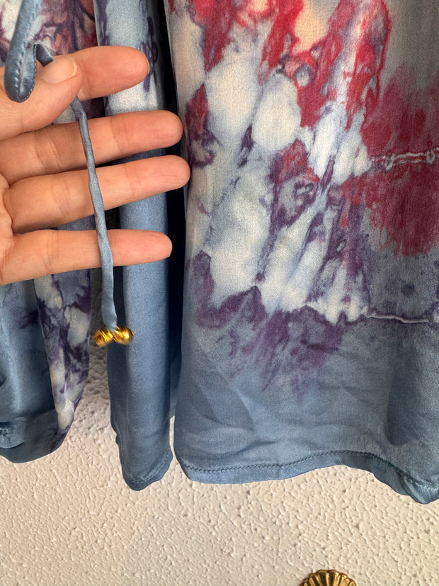 Havana Peasant Silk Blouse in Sunrise