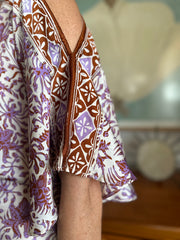 Ithaca Kaftan in Purple Silk