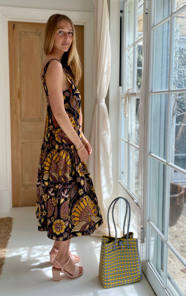 The Areti Midi Dress in Blackbird