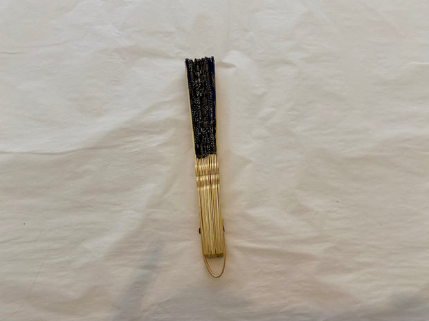 Batik Fabric Hand held fan 38cm Cobalt Blue