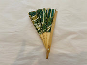 Batik Fabric Hand held fan 38cm Jungle Green
