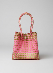 Medium Beach Tote in Pink & Gold
