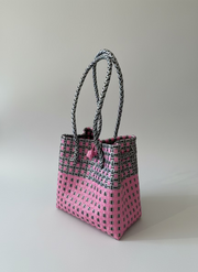 Medium Beach Tote in Pink & Silver