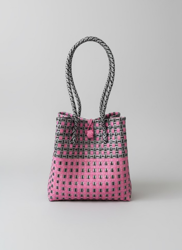 Medium Beach Tote in Pink & Silver