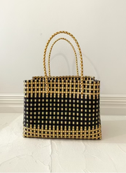 Large Beach Tote in Black & Gold