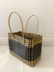 Large Beach Tote in Black & Gold