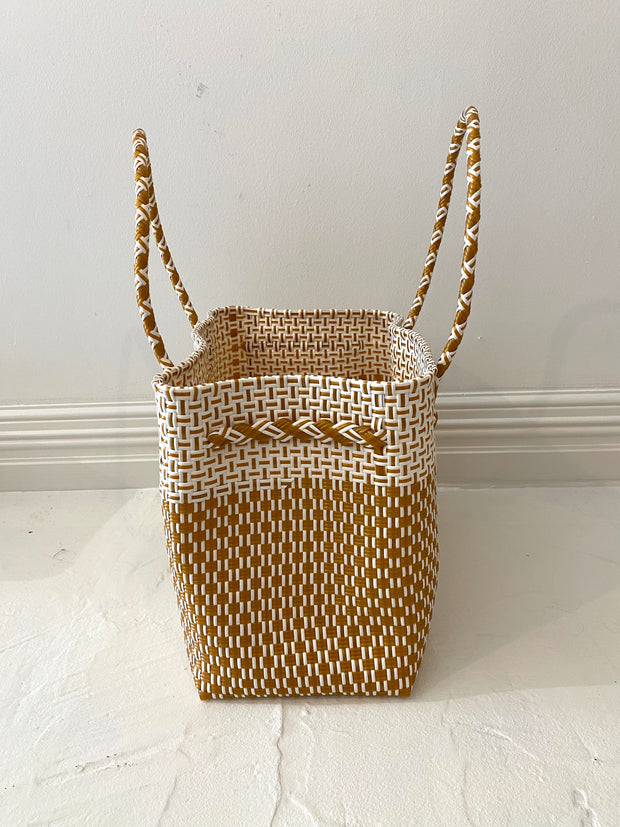 Large Beach Tote in Gold & White