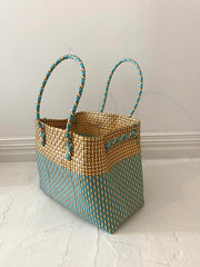 Large Beach Tote in Blue & Gold