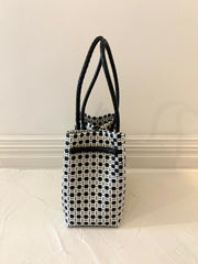 Medium Beach Tote in Black & White