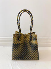 Medium Beach Tote in Black & Brass