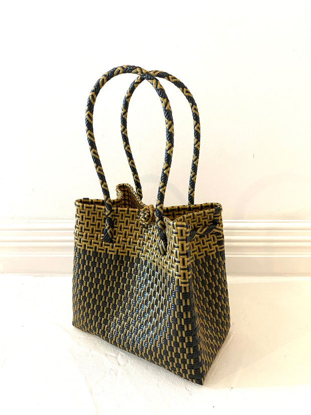 Medium Beach Tote in Black & Brass