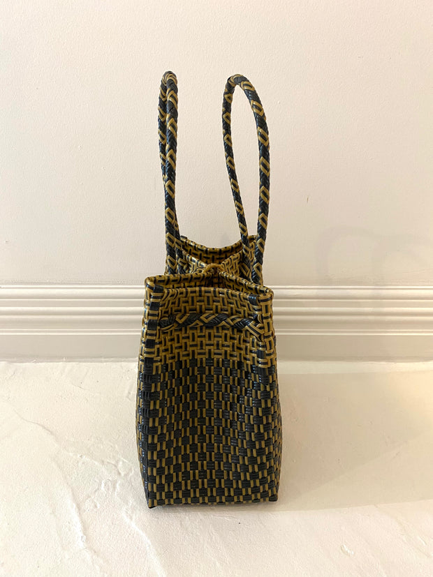 Medium Beach Tote in Black & Brass