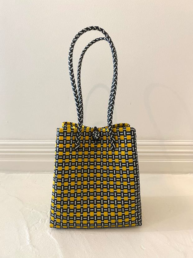 Medium Beach Tote in Black & Yellow