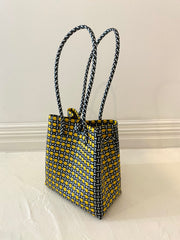 Medium Beach Tote in Black & Yellow