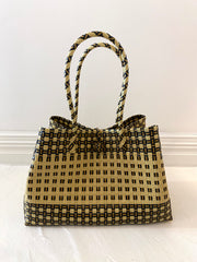 Large Beach Tote in Tan & Black