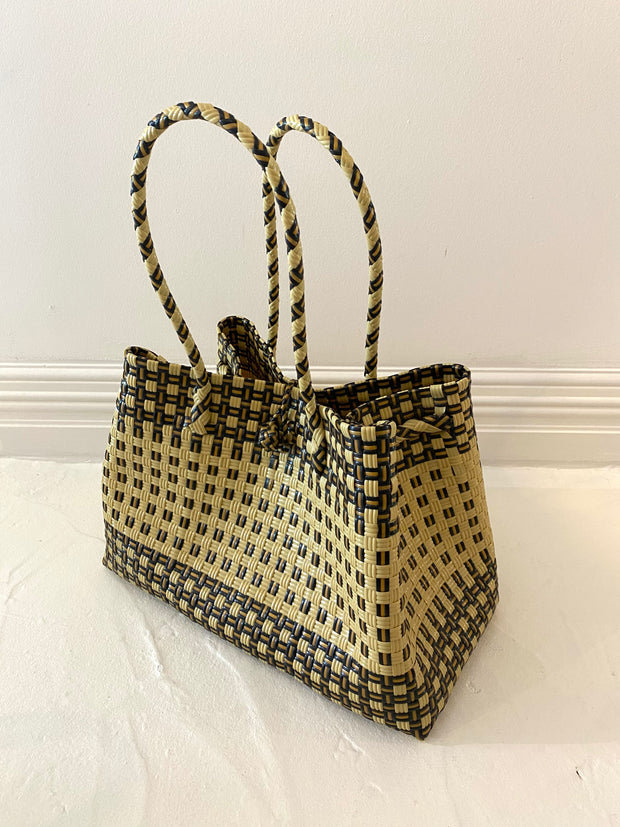 Large Beach Tote in Tan & Black