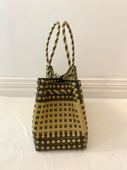 Large Beach Tote in Tan & Black
