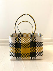 Large Beach Tote in Tan Checker