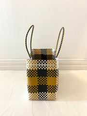 Large Beach Tote in Tan Checker