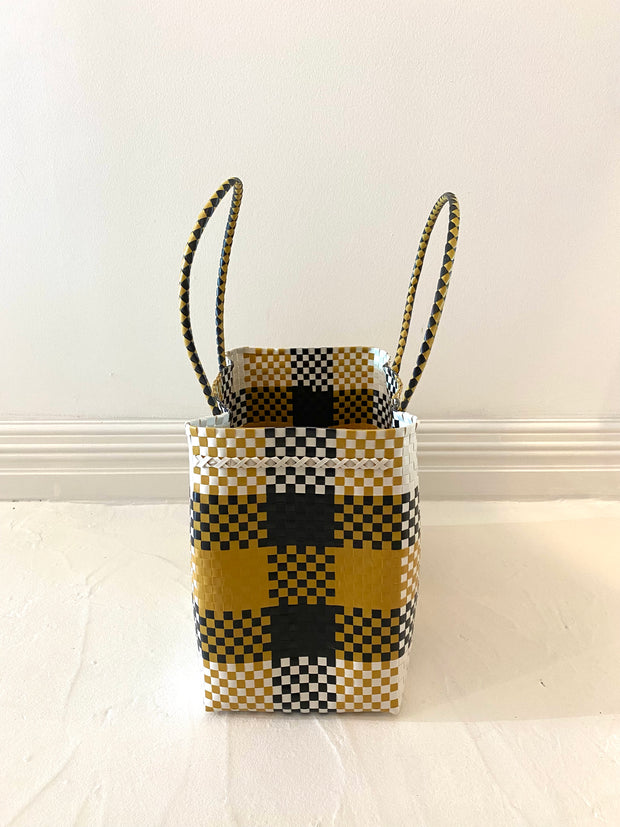 Large Beach Tote in Tan Checker