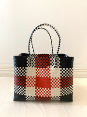 Large Beach Tote in Red Checker