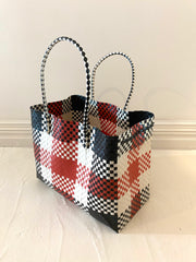 Large Beach Tote in Red Checker