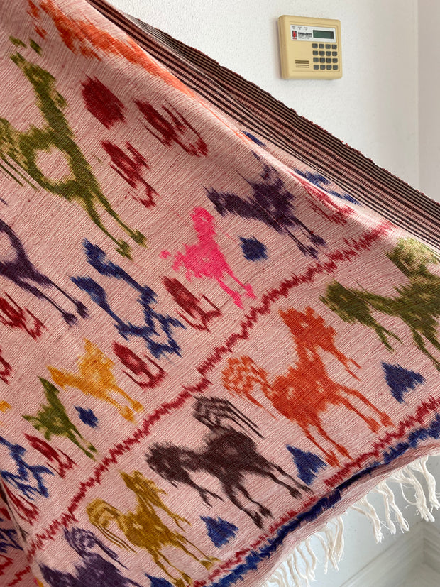 Ikat Beach Towel Sarong in Pink Animal