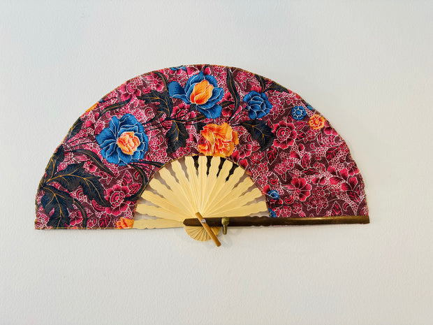 Batik Fabric Hand held fan 28cm