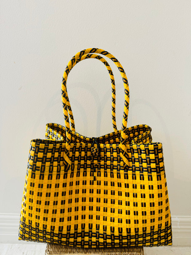 Black & Yellow Basket Tote