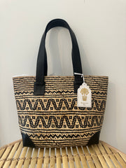 Large Basket Tote Luxe in black & natural
